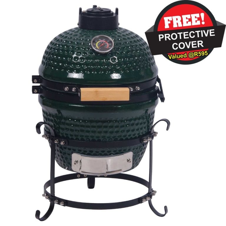 Kimstone Kamado top chef bbq grill is a premium grade ceramic Kamado grill. 33cm in diameter in a green colour