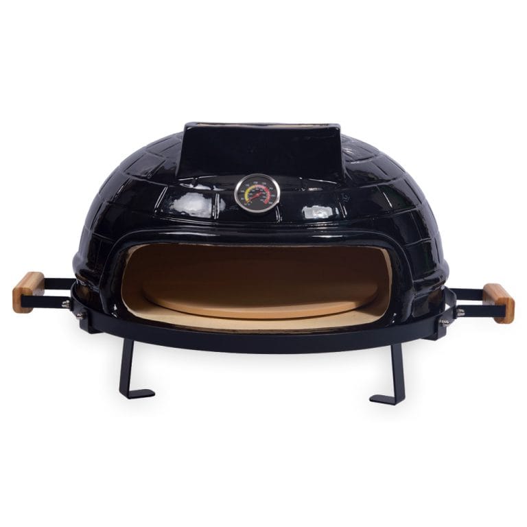Kimstone tabletop ceramic pizza oven, weighs in at 39kg and is 62cm x 62cm x 45cm in size
