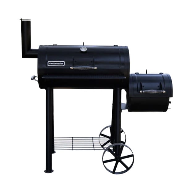 Grill and Smoker Coalsmith Delta by Megamaster is the ideal combination of direct heat grilling & smoking with a offset-smoker & chimney, Charcoal & Woodchips