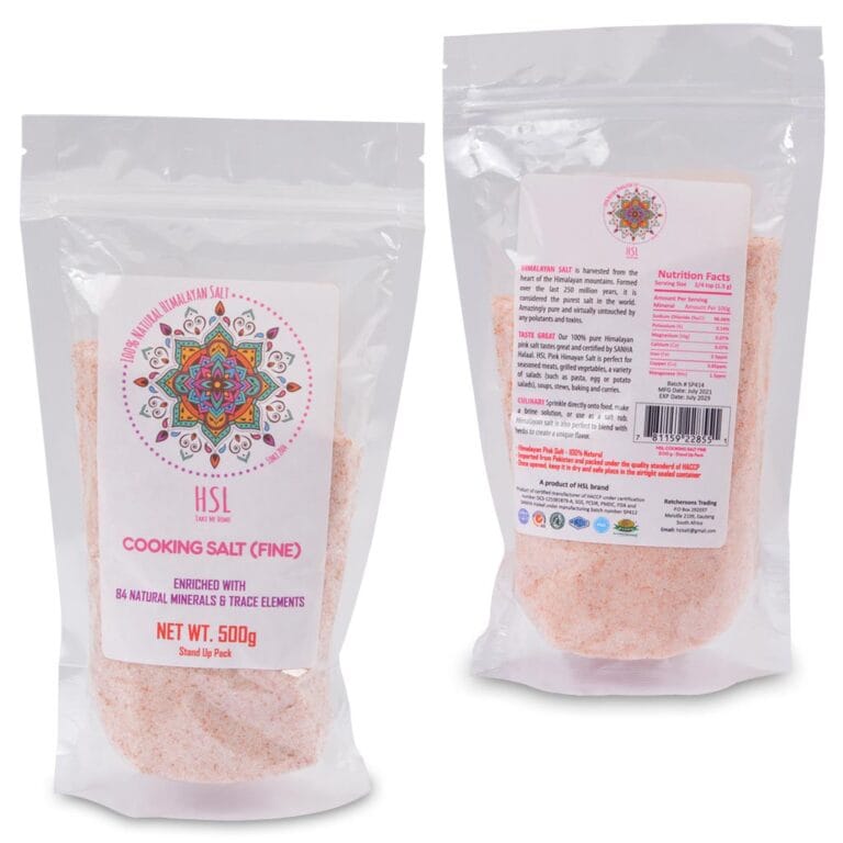 Himalayan Fine Pink Cooking Salt 500g packed with over 84 natural minerals & trace elements that give it its signature pink hue and subtle, complex taste.